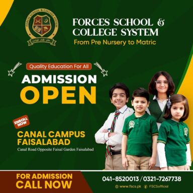 ADMISSION OPEN - Forces School Canal Campus Faisalabad