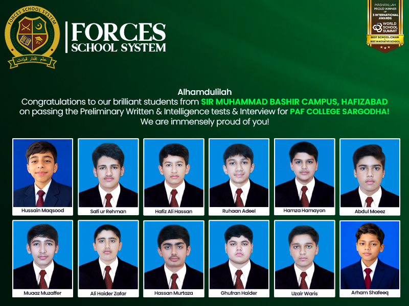 Tests & Interview for PAF College Sargodha - Sir Muhammad Bashir Campus, Hafizabad